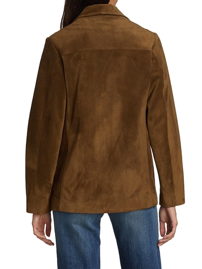 Shop Nili Lotan Dominic Calfskin Leather Jacket In Burnt Umber