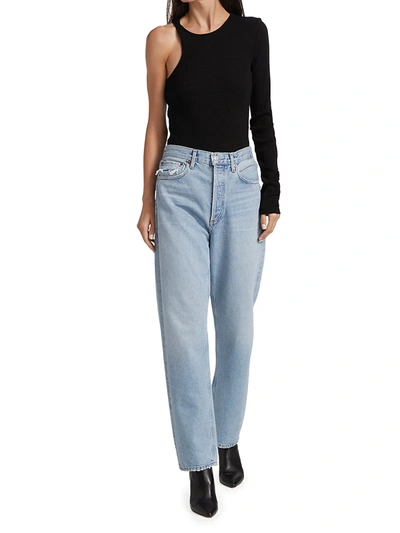 Shop Agolde Women's 90's High-rise Straight-leg Jeans In Snapshot Light Indigo