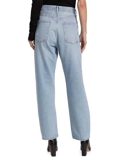 Shop Agolde Women's 90's High-rise Straight-leg Jeans In Snapshot Light Indigo