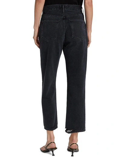 Shop Agolde Lana Cropped Mid-rise Jeans In Black
