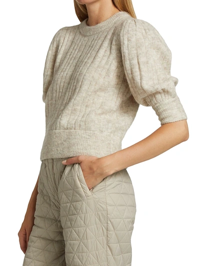 Shop Gestuz Ribbed Puff-sleeve Sweater In Pastel Lilac