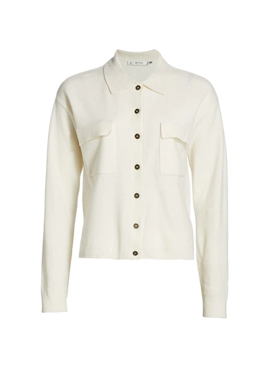 Shop Gestuz Collared Wool Cardigan In Egret