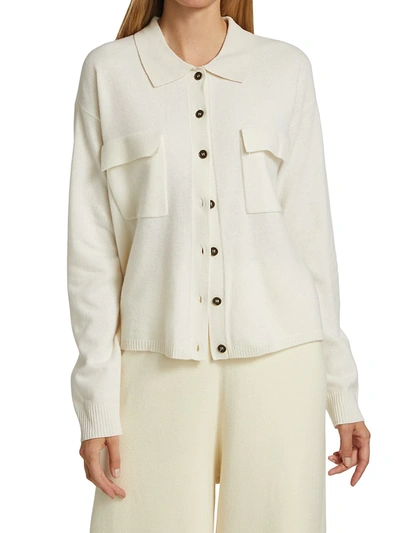 Shop Gestuz Collared Wool Cardigan In Egret