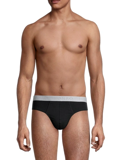 Shop Hanro Men's Cotton Essentials 2-pack Briefs In Black