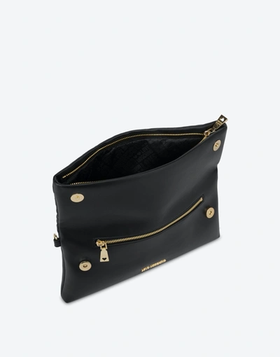 Shop Love Moschino Clutch With Quilting In Black