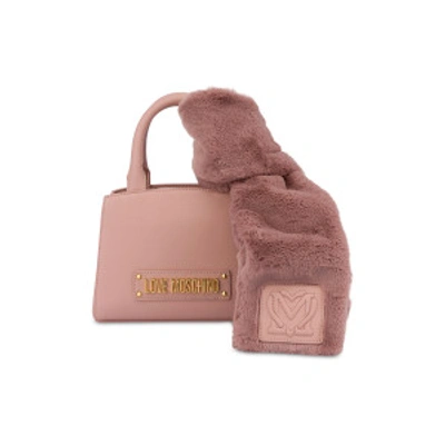 Shop Love Moschino Furry Scarf Hand Bag In Black
