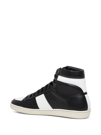 Shop Saint Laurent Signature Court Sneakers In White And Black Leather In White/black