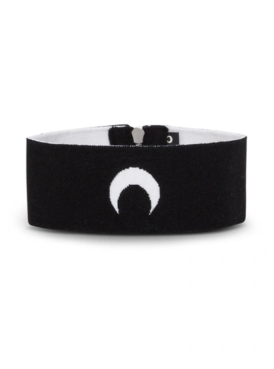 Shop Marine Serre Moon Collar In Balck Stretch Knit In Black