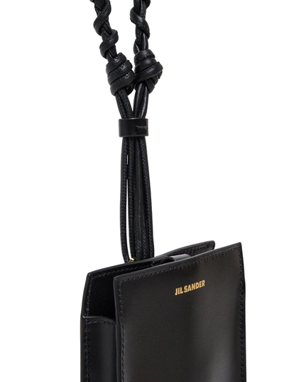 Shop Jil Sander Tangle Black Leather Crossbody Bag For Smartphone