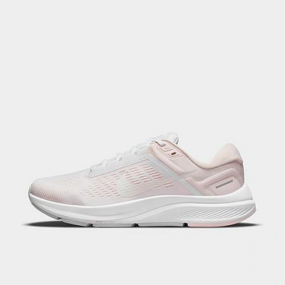 Shop Nike Women's Air Zoom Structure 24 Running Shoes In White/light Soft Pink/grey Fog/barely Green