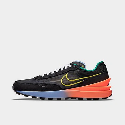 Shop Nike Men's Waffle One Equality Casual Shoes In Black/yellow Strike/hyper Crimson