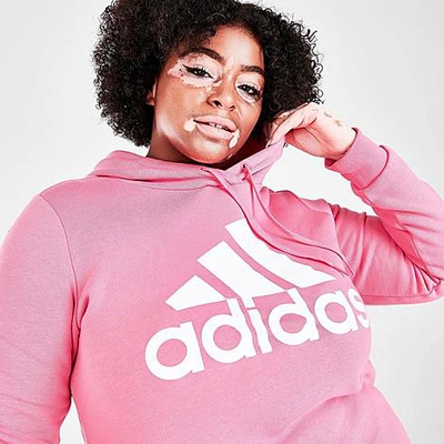 Shop Adidas Originals Adidas Women's Essentials Logo Hoodie (plus Size) In Rose Tone/white