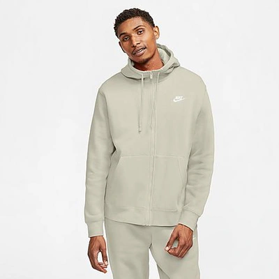 Shop Nike Men's Sportswear Club Fleece Full-zip Hoodie In Light Bone/light Bone/white