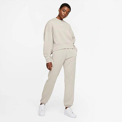 Shop Nike Women's Sportswear Essential Fleece Jogger Pants In Cream Ii/white