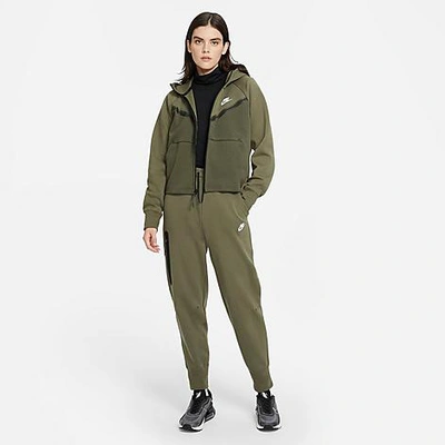 Shop Nike Women's Sportswear Tech Fleece Jogger Pants In Medium Olive/white