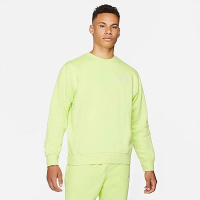Shop Nike Sportswear Club Fleece Crewneck Sweatshirt In Light Lemon Twist/white