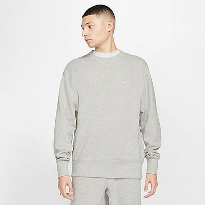 Shop Nike Men's Sportswear Classic Fleece Crewneck Sweatshirt In Grey Heather/light Bone