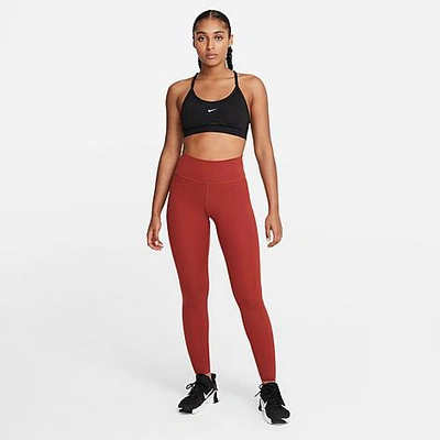 Shop Nike Women's One Luxe Mid-rise Tights In Redstone/clear
