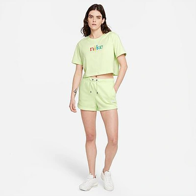 Shop Nike Women's Sportswear Essential French Terry Shorts In Lime Ice/white