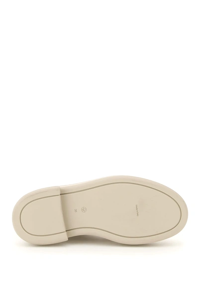 The Row Zip Leather Platform Boots In Beige