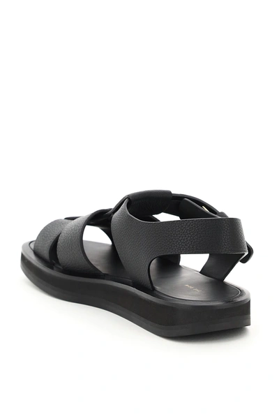 Shop The Row Fisherman Hammered Leather Sandals In Black