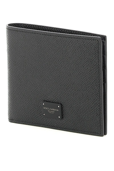 Shop Dolce & Gabbana Bifold Wallet In Dauphine Calfskin In Black