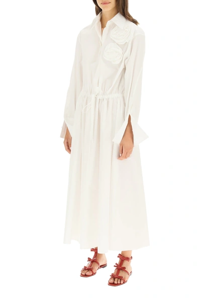 Shop Valentino Cotton Poplin Long Dress In White