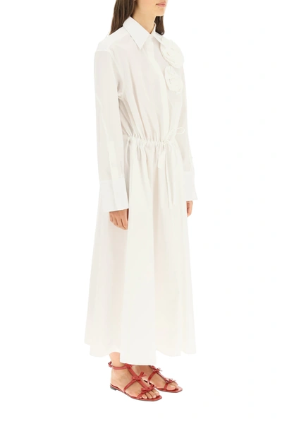 Shop Valentino Cotton Poplin Long Dress In White