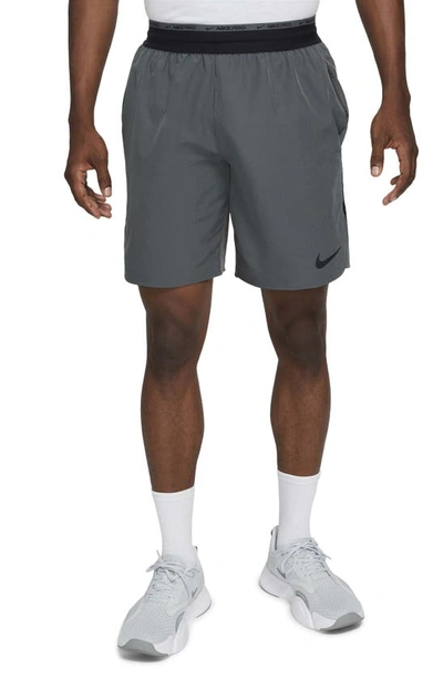 Shop Nike Pro Dri-fit Flex Rep Athletic Shorts In Iron Grey/ Black