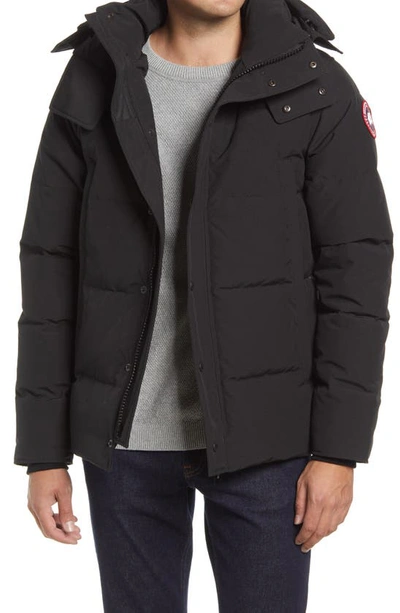 Shop Canada Goose Wyndham Fusion Fit 625 Fill Power Hooded Down Jacket In Black