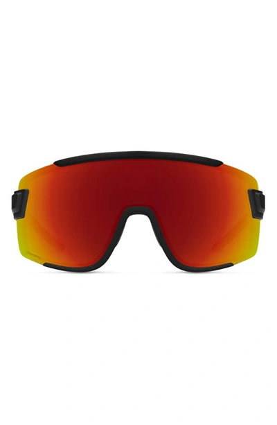 Shop Smith Wildcat 135mm Chromapop™ Shield Sunglasses In Matte Black/ Red