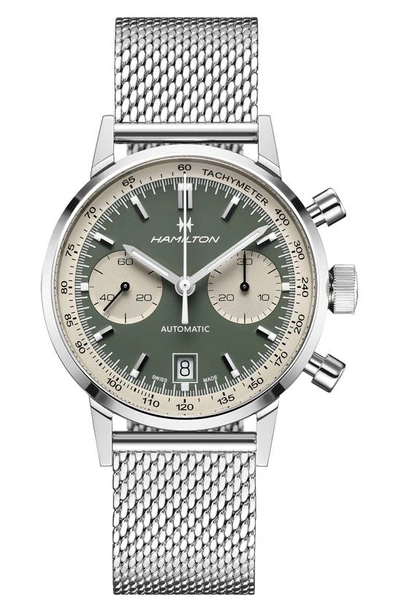 Shop Hamilton American Classic Intra-matic Chronograph Mesh Strap Watch, 40mm In Stainless Steel