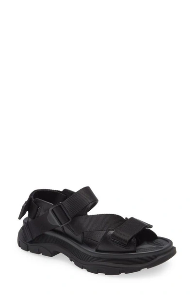 Alexander Mcqueen Tread Slick Sandal In Black
