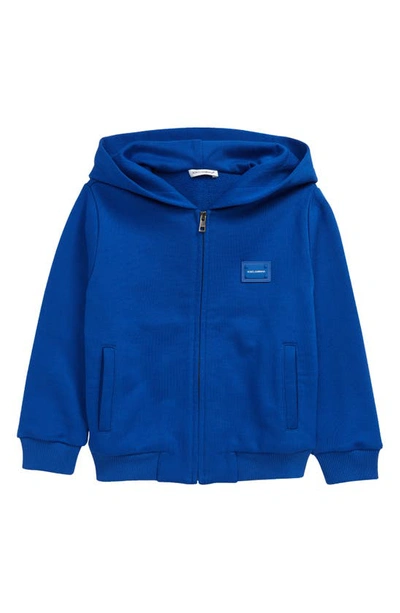 Shop Dolce & Gabbana Kids' Logo Plate Hoodie In Dark Bluet