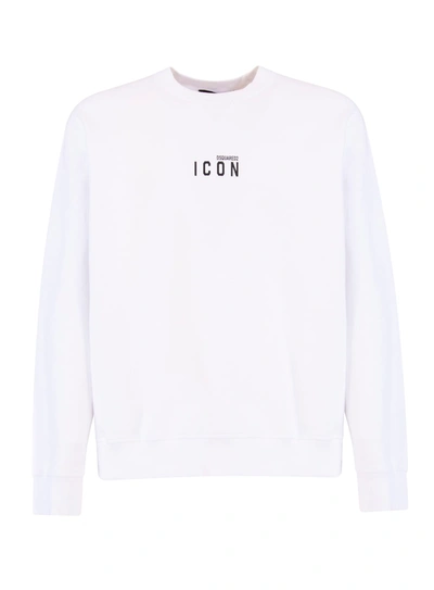 Shop Dsquared2 Dsquared Icon Mini Logo Crewneck Sweatshirt In Bianco