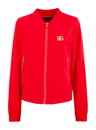 Shop Dolce & Gabbana Full Milano Jacket With Dg Embellishment In Rosso