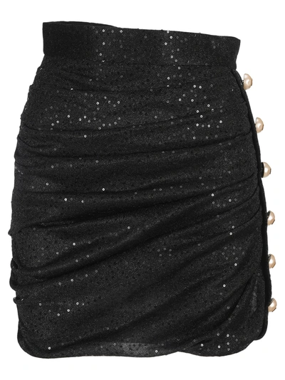 Shop Dolce & Gabbana Sequin-embellished High-waisted Skirt In Black