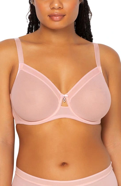 Curvy Couture Full Figure Mesh Underwire Bra In Blushing Rose