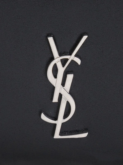 Shop Saint Laurent Black Leather Card Holder With Logo