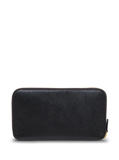 Shop Balenciaga Black Leather Wallet With Logo Print