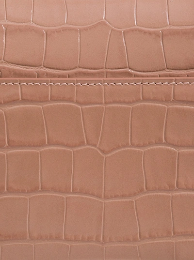 Shop Balenciaga Hourglass Crossbody Bag In Beige Crocodile Printed Leather