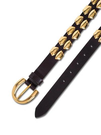 Shop Alberta Ferretti Leather Belt With Gold-colored Studs Detail In Black