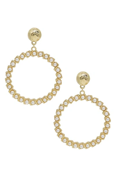 Shop Ettika Imitation Pearl Earrings In Gold