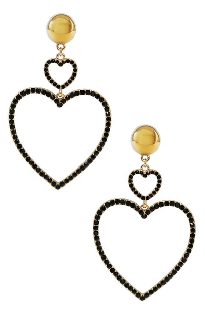 Shop Ettika Crystal Heart Drop Earrings In Black
