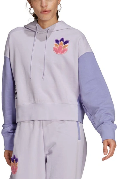Shop Adidas Originals Crop Hoodie In Purple Tint