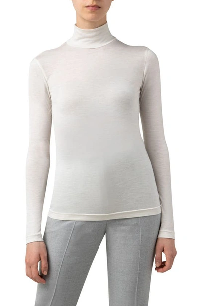 Shop Akris Wool & Silk Turtleneck In Ecru