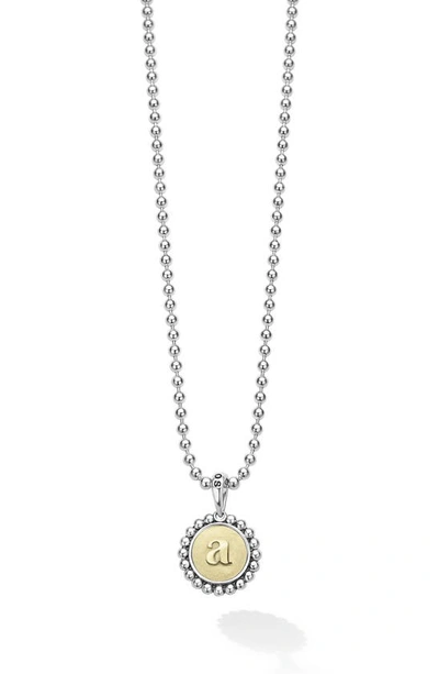 Shop Lagos Signature Caviar Initial Pendant Necklace In A Two-tone