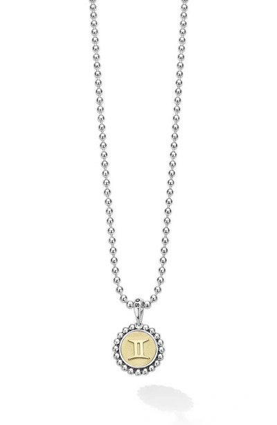 Shop Lagos Signature Caviar Zodiac Pendant Necklace In Gemini Two-tone
