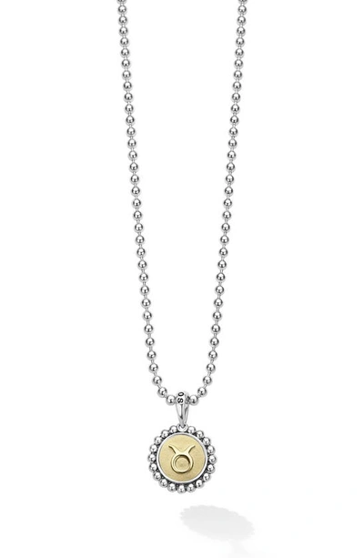 Shop Lagos Signature Caviar Zodiac Pendant Necklace In Taurus Two-tone