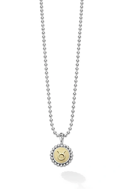 Lagos Signature Caviar Zodiac Pendant Necklace In Taurus Two-tone